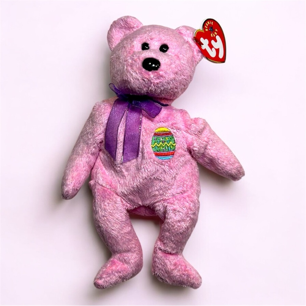 Ty Beanie Baby EGGS Easter Bear Pink 2000 MWMT Retired Born Aug‎ 23